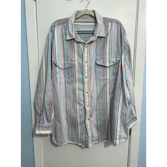 VTG Impact Chore Shirt Size 2X Striped Western Workwear Cowboy Farm - Picture 1 of 6